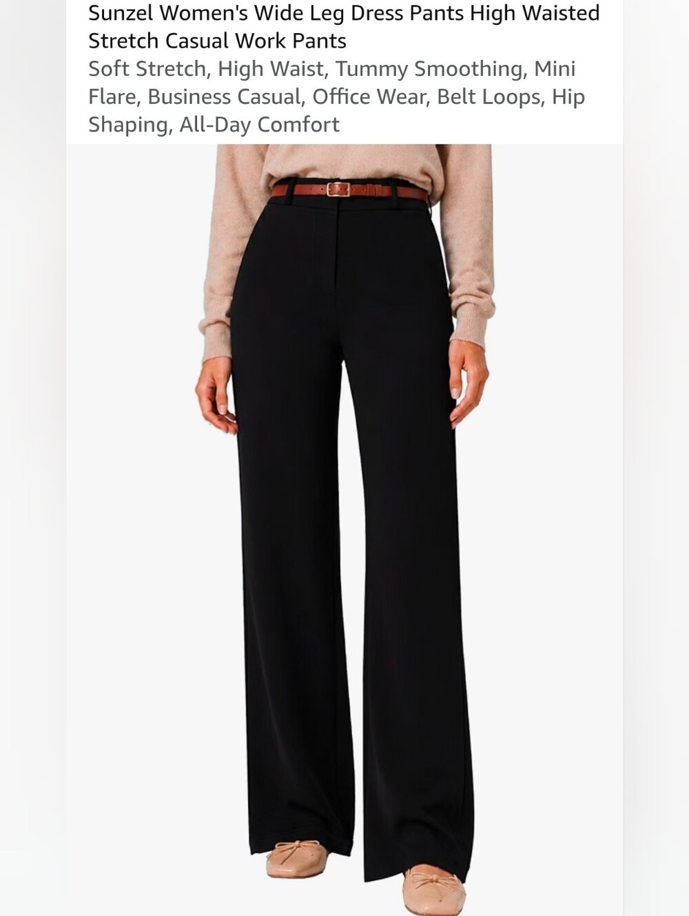 NWT Sunzel Women's Wide Leg Dress Pants High Waisted Stretch Casual Work Pants